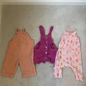 Zara and Angel Dear Bundle Jumpsuit and Peach Toddler Overall Dress 12-18 Months